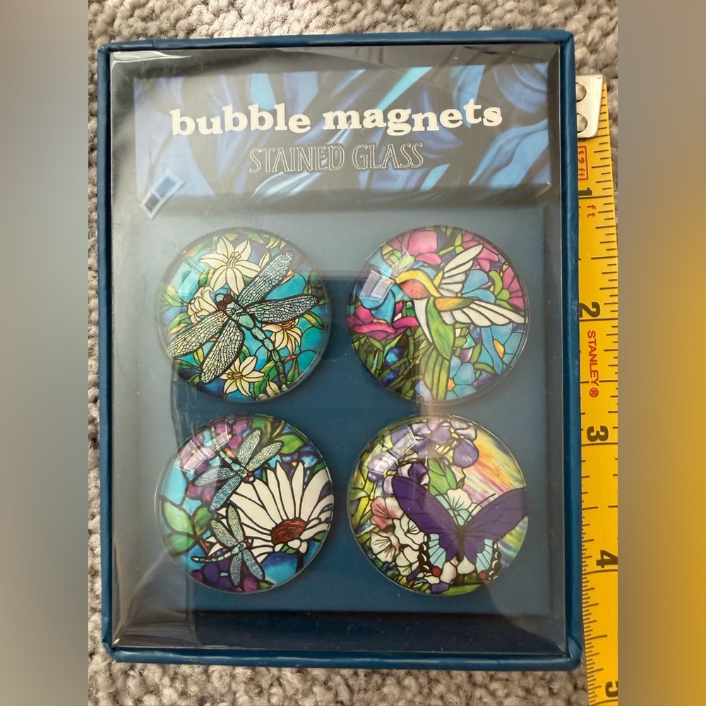 Bubble Magnets Stained Glass Set - Floral & Nature Designs NIB - Picture 7 of 7